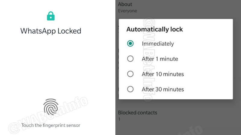 WhatsApp fingerprint authentication