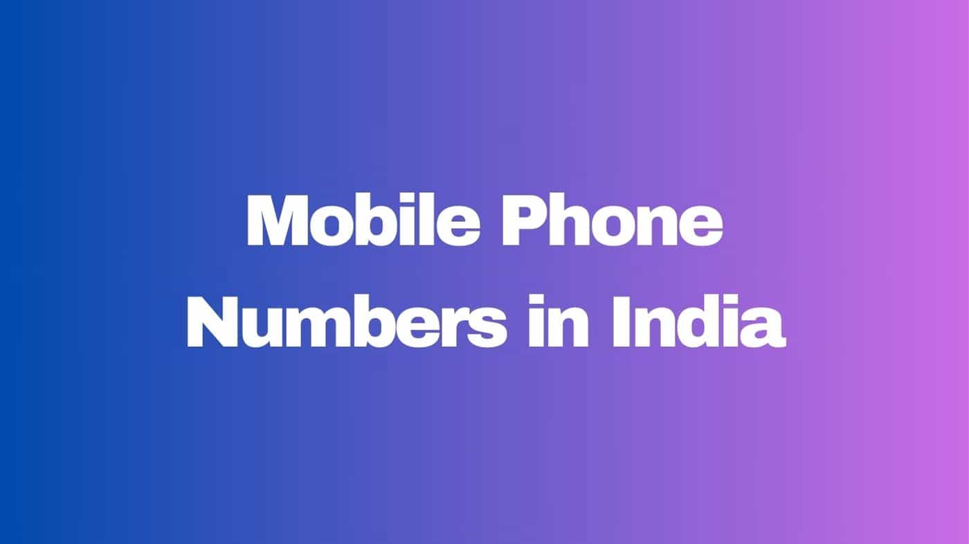 Mobile Phone Numbers in India