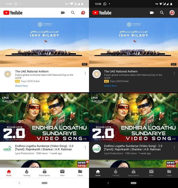 youtube dark theme enable screen 1