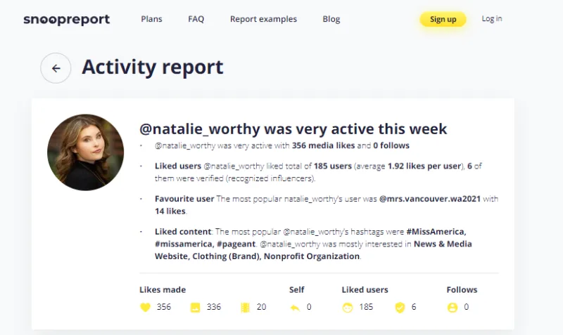 Snoopreport Instagram activity tracker allows out insights of tracked users