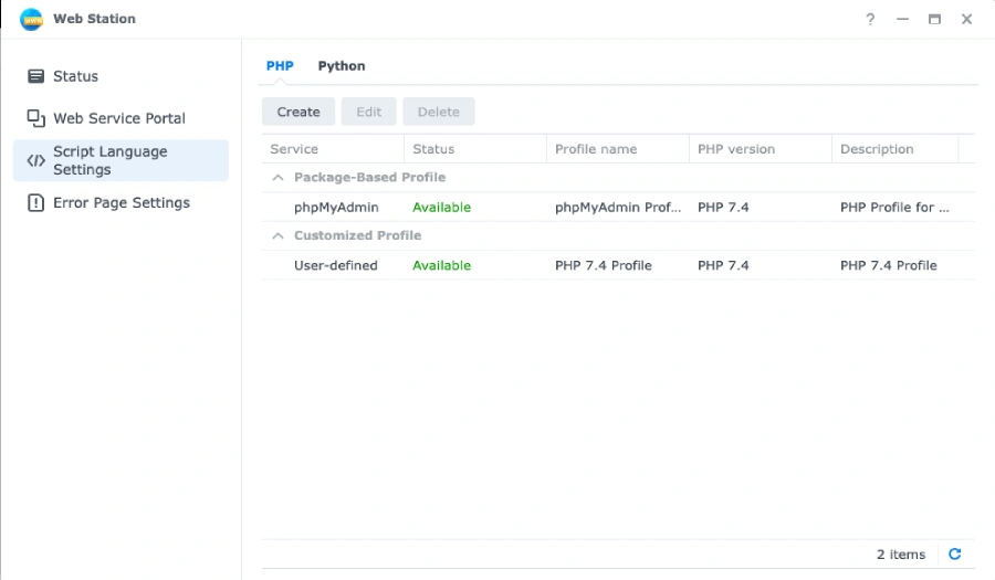 Synology-Profile-List