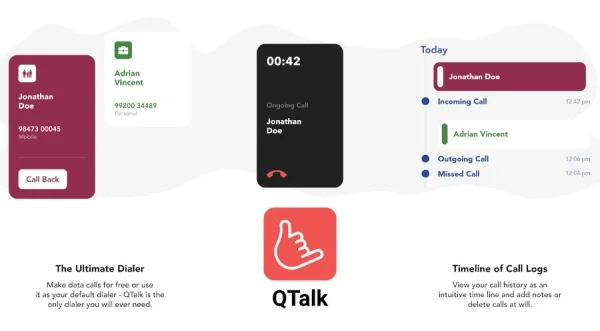 QTalk Free WiFi Data Call From Mobile Number Using Android Mobile App