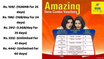 BSNL Introduced 5 New Data Combo Plan Starting From Rs. 109 to Rs. 444