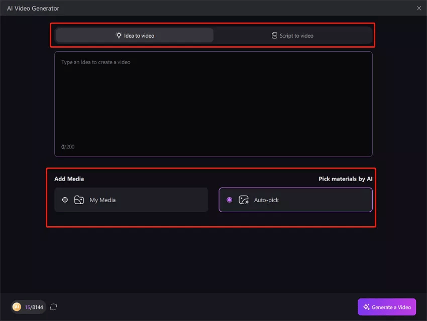 enter your video idea