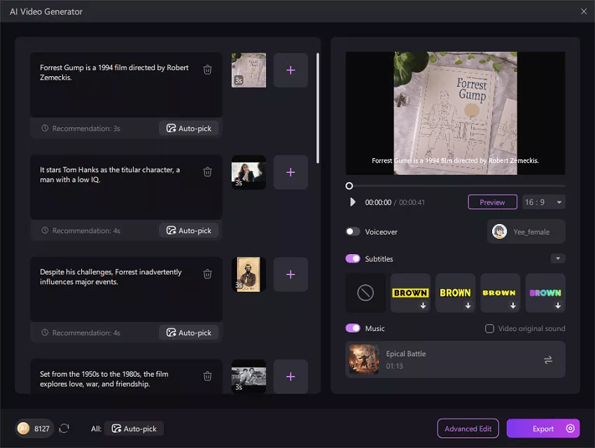 generate and edit the video