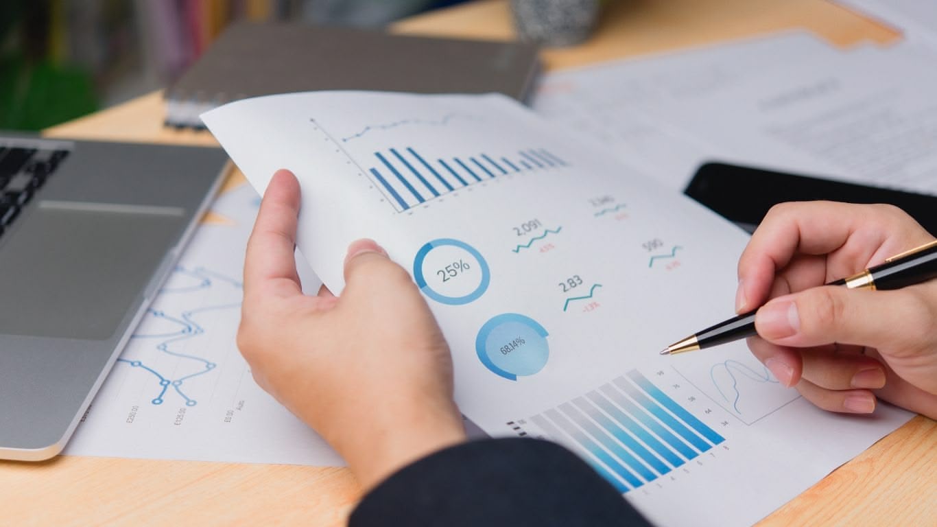 Person reviewing data on knowledge management systems