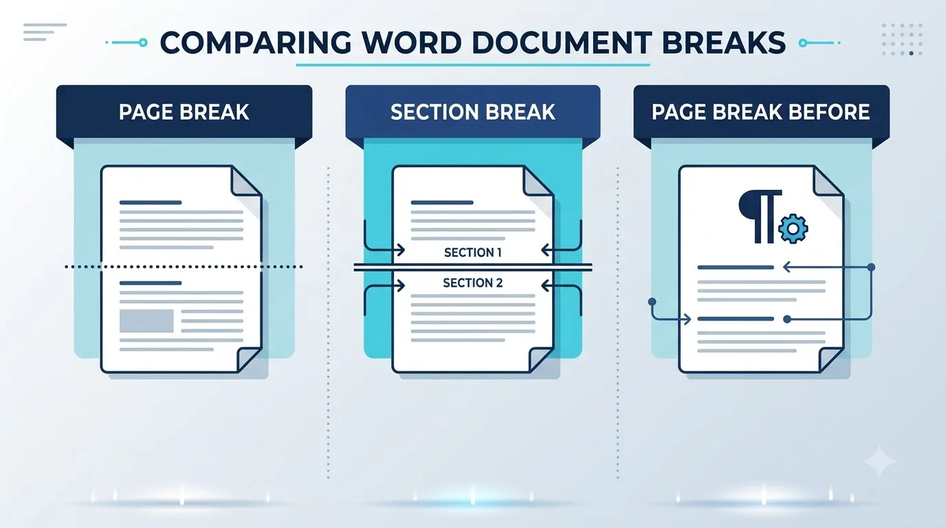 Word document breaks side by side